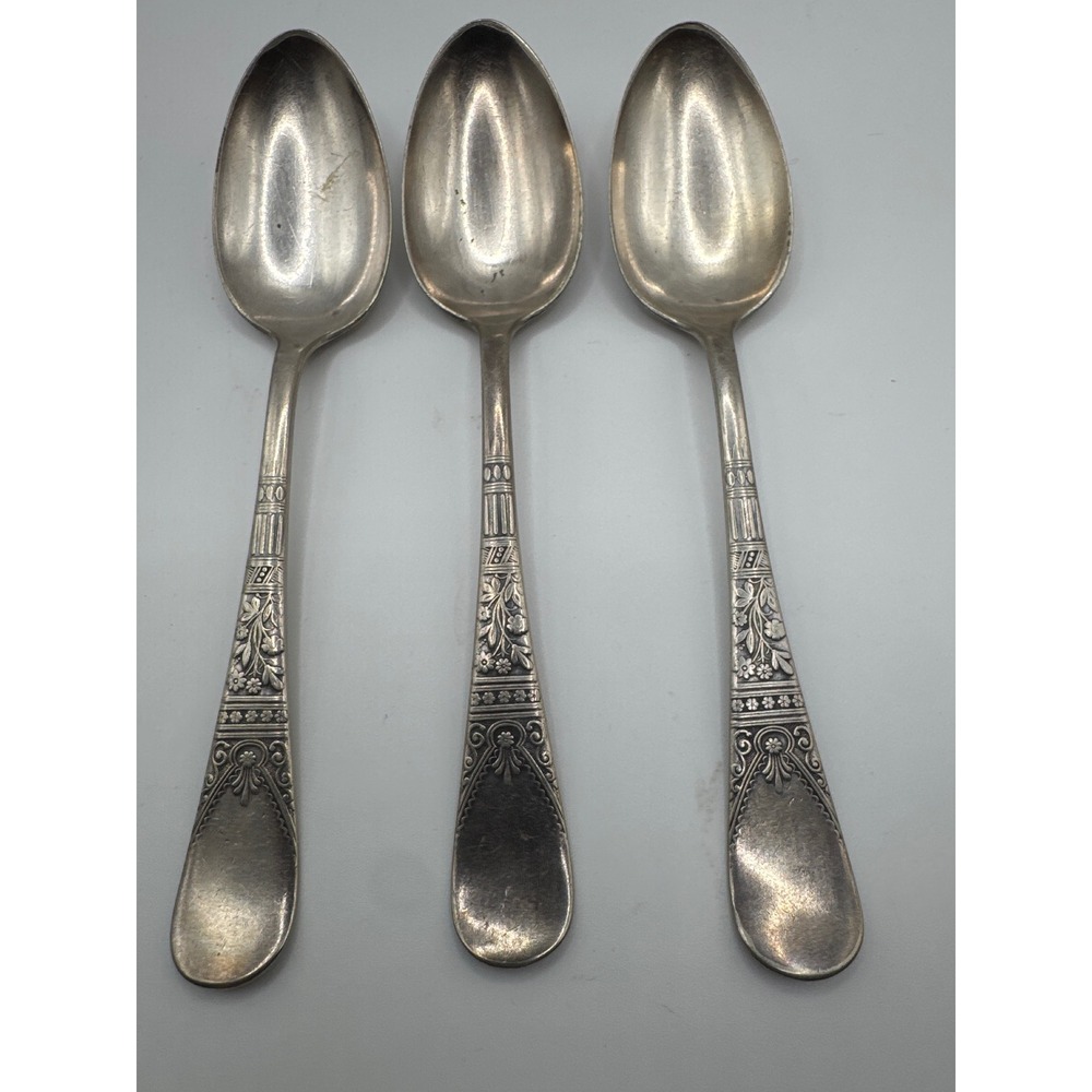 1847 Rogers Bros Lorne Silverplate 3 pc Teaspoons International Silver 1878 6in